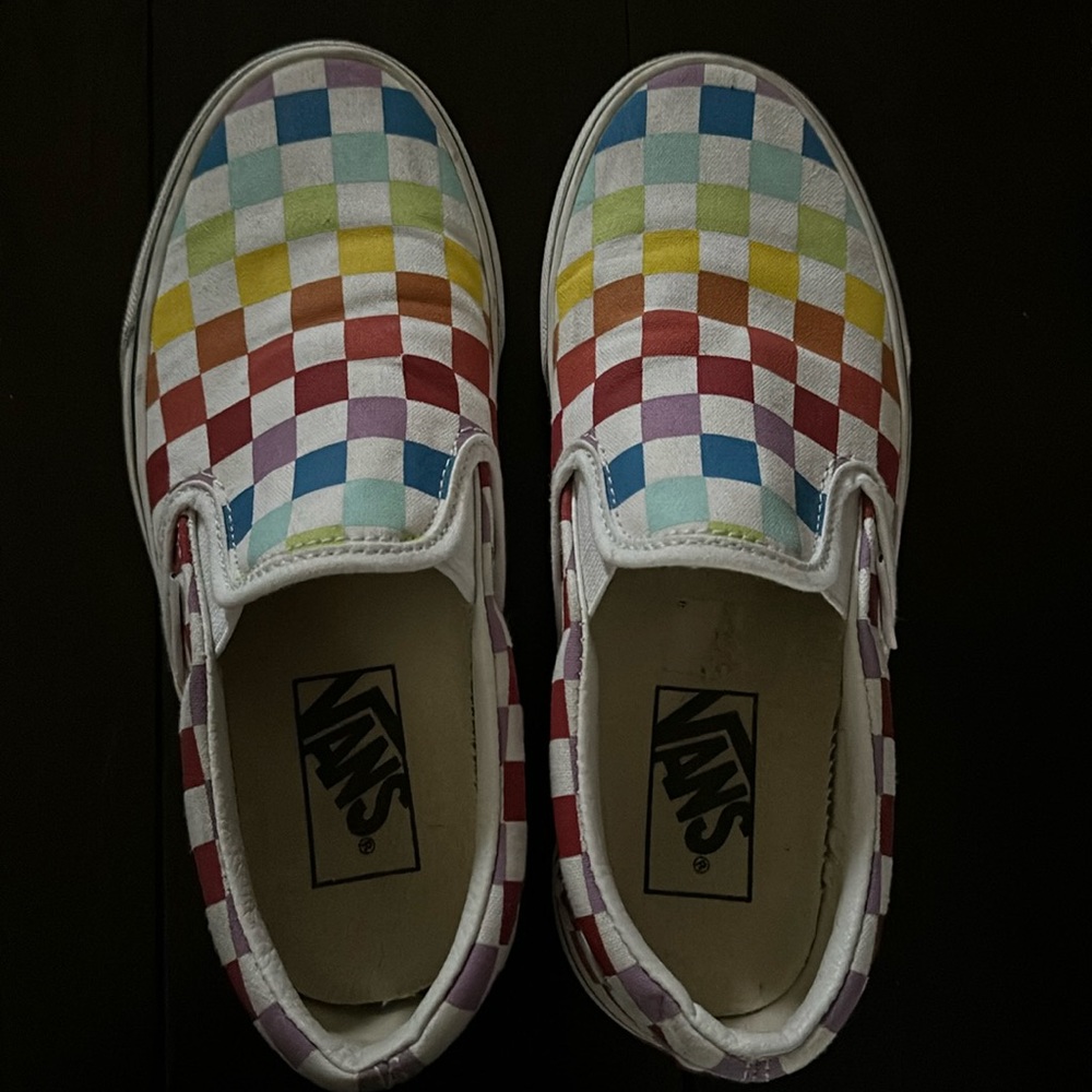 Used rainbow slip on vans